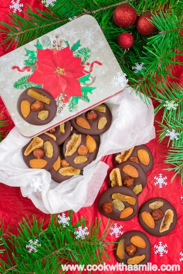 Френски шоколадови бонбони Мендиани (Мendiants au Chocolat)